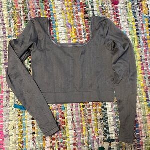 Grey Long-sleeve cropped shirt